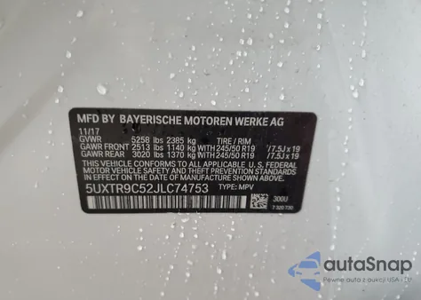 2018 BMW X3 xDrive30I from USA, damaged, VIN 5UXTR9C52JLC74753
